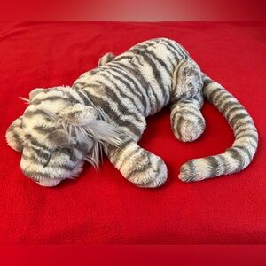 Jellycat Sacha Snow blue eyes Tiger white/Grey Large 18 in /36 with Tail